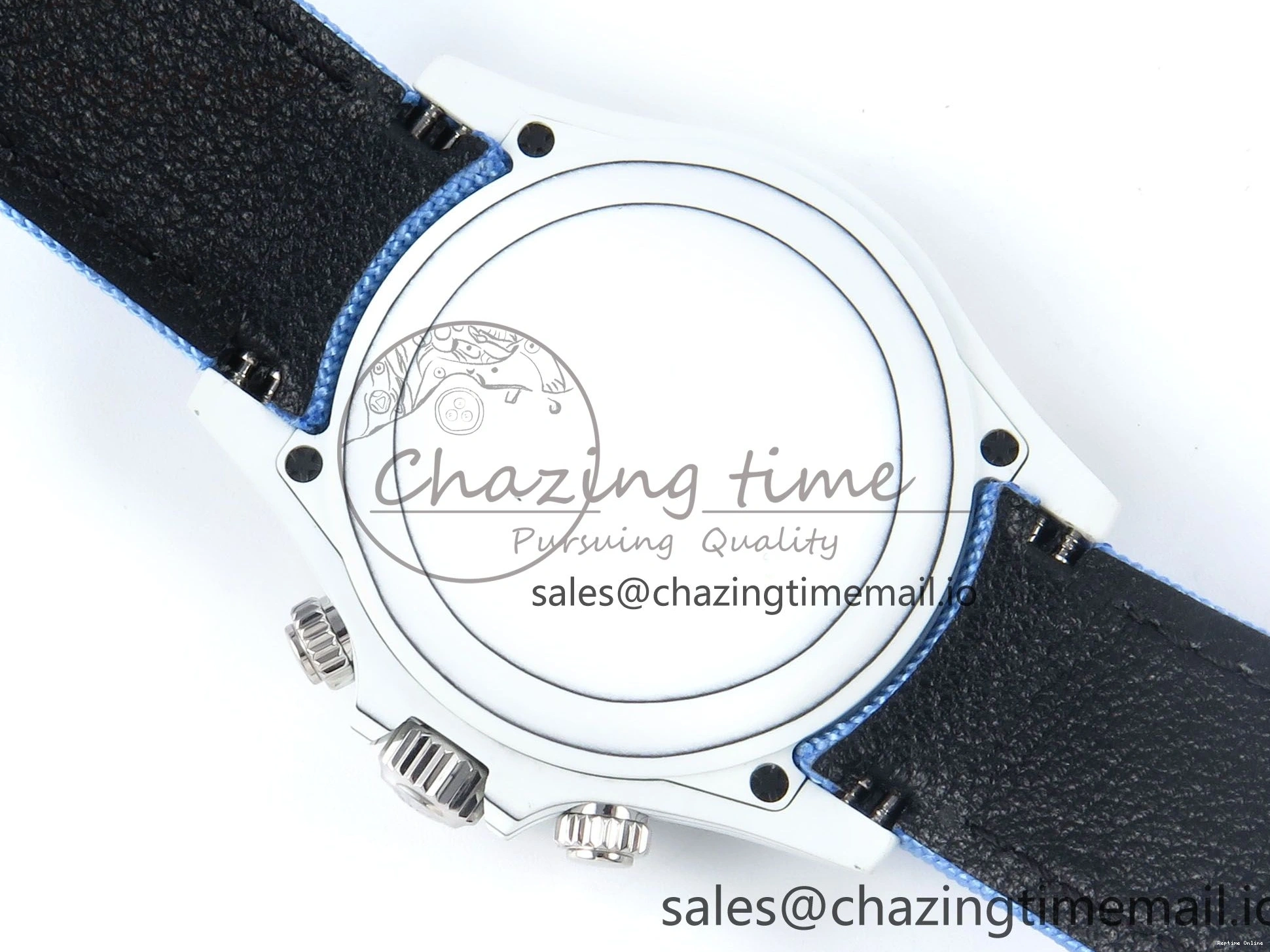 0501 Daytona ZIF REMOULD White Carbon GETF Best Edition Blue Skeleton Dial Blue Diamonds Bezel on Blue Nylon Strap DD Fashionable 366